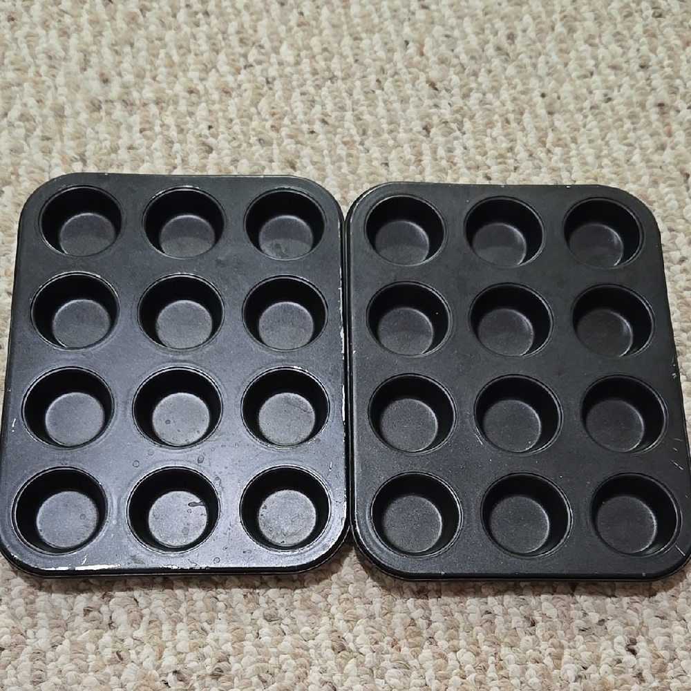 Black Tartlette/mini Muffin Baking Trays - Set Of 2